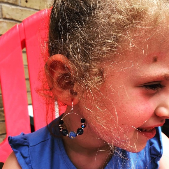 New! Mosaic Hoop Earrings - Picture 2 of 2